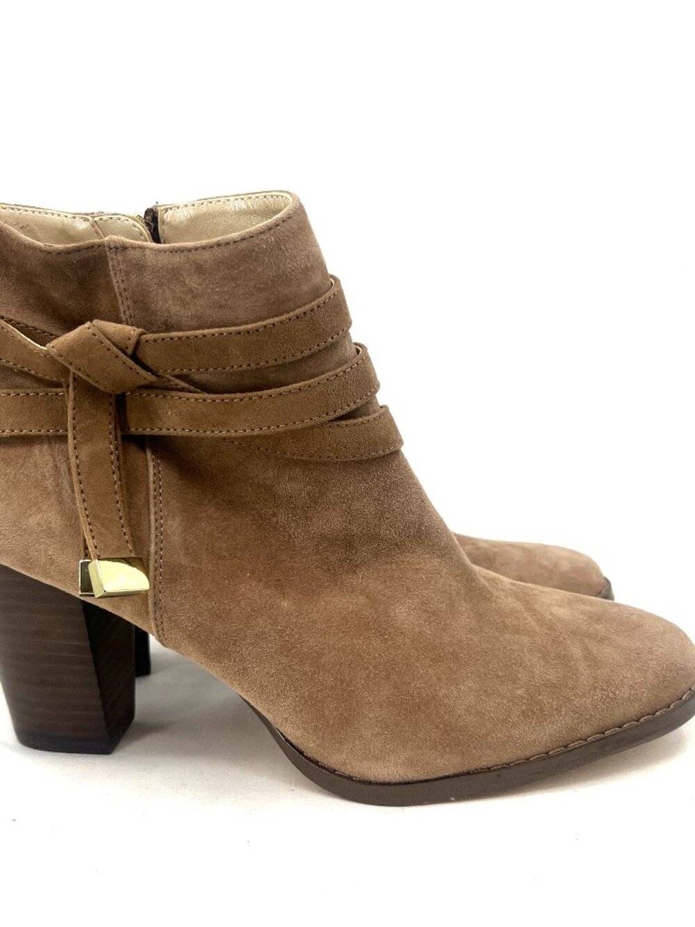 White House Black Market Taupe Brown Suede Leather Heeled Booties Women's 9
